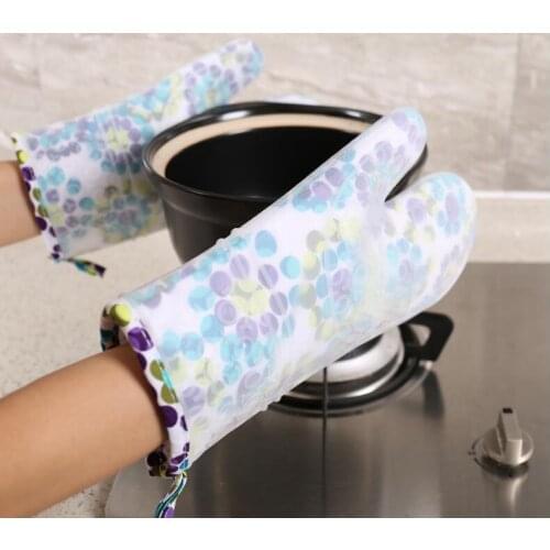 2pcs Silicone Kitchen Gloves Heat Resistant Microwave Oven Mitts Thicker BBQ Grill Gloves Kitchen Accessories