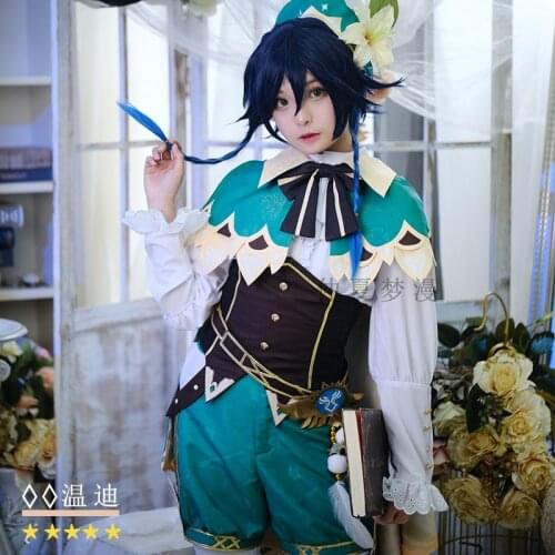 2021 Game Genshin Impact Venti Game Suit Cool Uniform Cosplay Costume Halloween Carnival Party Outfit Full Set Women