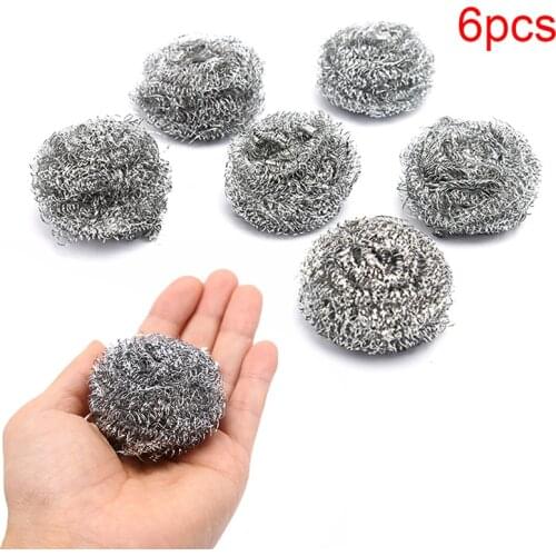 4/6PCS Stainless Steel Wire Ball Brush Cleaning Brush Kitchen Pot Tableware Cleaner Scrub Rust Remover Dish Strong Utility Tools