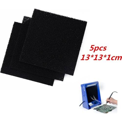 5Pcs High Density Activated Carbon Foam Black Filter Solder Smoke Absorber ESD Fume Extractor 13*13*1cm for Air Filtration Tools