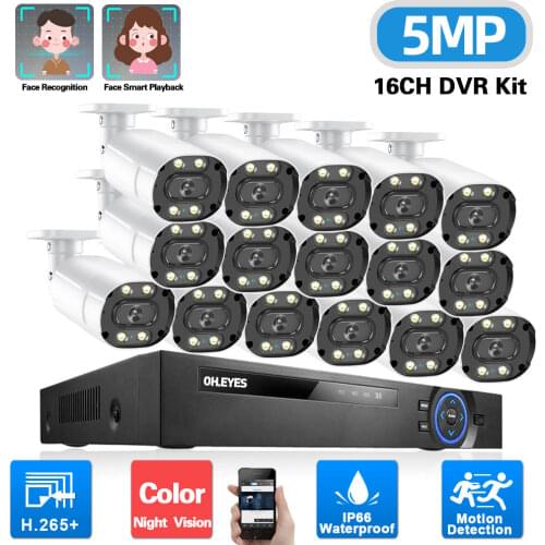 5MP 16 Channel CCTV DVR Security Cameras System Kit 16ch Outdoor Color Night Vision AHD Camera Video Surveillance System Set 8ch