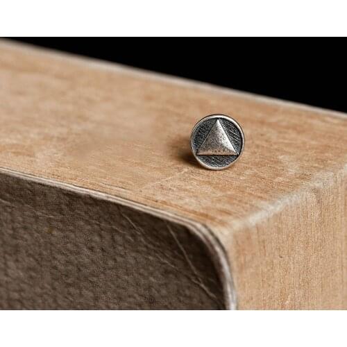 925 Sterling Silver Biker Unisex Circle Triangle Post Stud SINGLE Earring Jewelry A1026