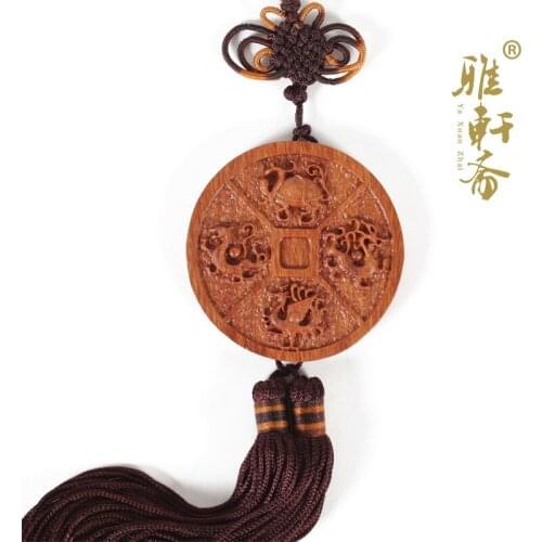 The car of natural wood mahogany wood carved pendant pendant qualitative Sishen peace car hanging light body