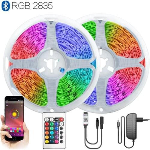 Bedroom Kitchen Decoration Lamp Bluetooth Smart 49.2 ft (15M) RGB 2835 EU Plug 12V Waterproof Flexible Iuces DIY Tape Ribbon