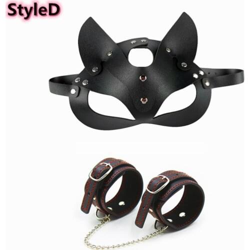 Exotic Accessories of Women Sexy Leather Harness Half Eyes Cosplay Face Cat Masquerade Ball Mask for Halloween Party Sex Toys