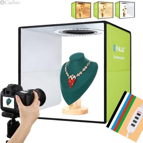 PULUZ 30cm 25cm Photobox Photo Studio Light Box Mini Foldable Photography LED Lightbox Studio Shooting Tent Kit with 6 Backdrops