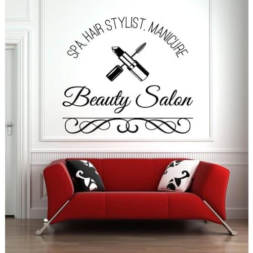 Beauty Spa Manicure Hairdressing Wall Sticker Vinyl Hairstylist Makeup Artist Beauty Salon Wall Decal Removable Room Decor Z230
