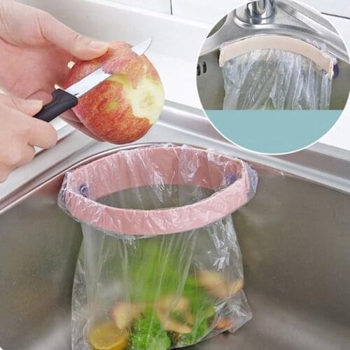 Round Plastic Kitchen Garbage Bags Holder Suction Cup Rubbish Storage Hanger Shelf For Home Kitchen Sink Garbages Rack Organizer
