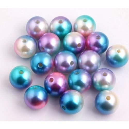 Kwoi Vita 20mm 12mm Mermaid Color Miracle Rainbow Imitation Pearl Acrylic Beads for Kids necklace Fashion Jewelry Making