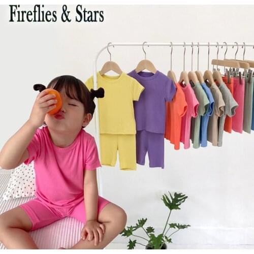 Summer girls 2 pcs set baby biker shirt + shorts kids suit children chill sets toddler home clothes casual soft 1 to 7 yrs