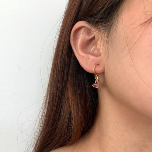 2021 Hot Fashion Heart Women Dangle Earrings Pave Cubic Zircon Gold Color Dainty Drop Earrings For Women Jewelry Gift