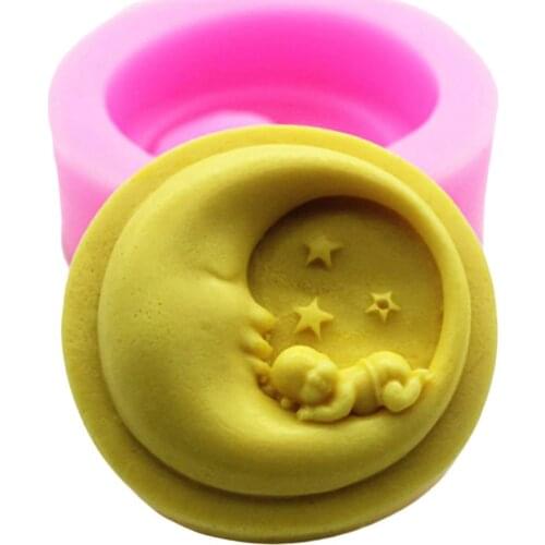 Moon Silicone Mold Round 3D Silicone Soap mold DIY New Craft Art Silicone Soap mold Craft Mold DIY Handmade Candle mold