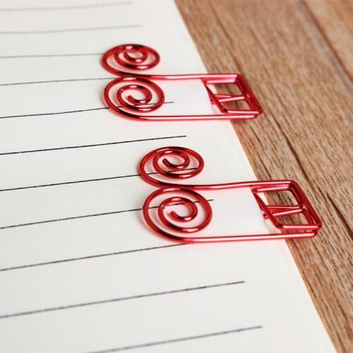 Love Music Red High-grade Note Paper Clip Special-shaped Paper Clip Office Accessories Paperclips Cute Paper Clips Decorative