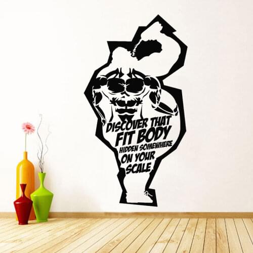 Fitness Fashion Decoration Vinyl Wall Sticker Motivational Quotes for Fitness Club Muscle Gym Art Deco Wall Sticker Home Decor27