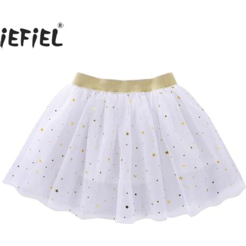Fashion Toddler Kids Mesh Miniskirts Girls Princess Sequins Stars Glitter Dance Ballet Tulle Tutu Party Girl Elastic Dance Skirt