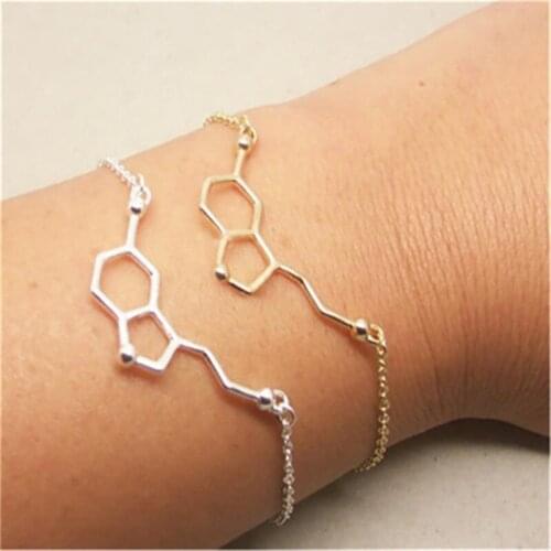 Trendy Handmade Serotonin Molecule Bracelet Molecular Structure Bracelet Chemical Formula 5-HT Bracelet Nurse Jewelry Chemistry
