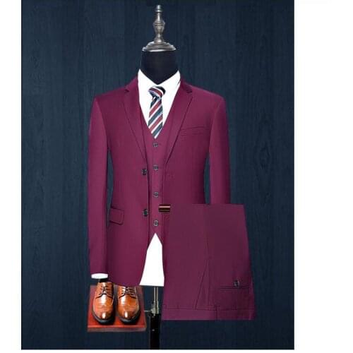 2020 Custom Slim Fit Men Suits Fashion Single Breasted Mens Business Wedding Suit Men Wedding Suit Ternos (Jacket+Vest+Pants)