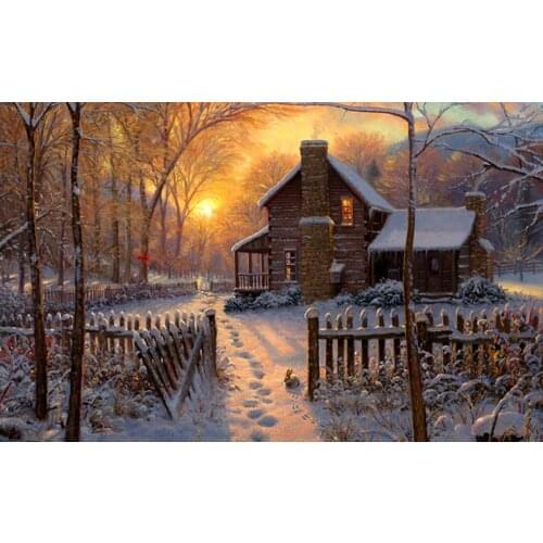 House in Winter scenery Cross Stitch Kits Needlework Sewing Embroidery Crafts 14ct Unprinted DIY Arts Handmade Home Decor