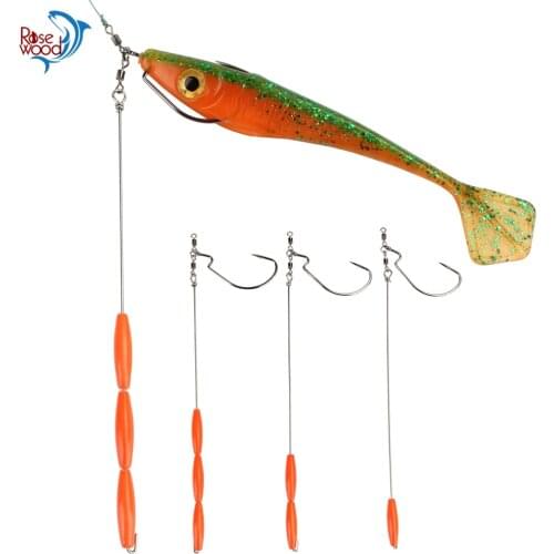 RoseWood Fishing Punch Shot Rig Kit, 2pcs/Lot High Carbon Steel Hook Fishing Accessories Attached Roller Swivels For Soft Baits