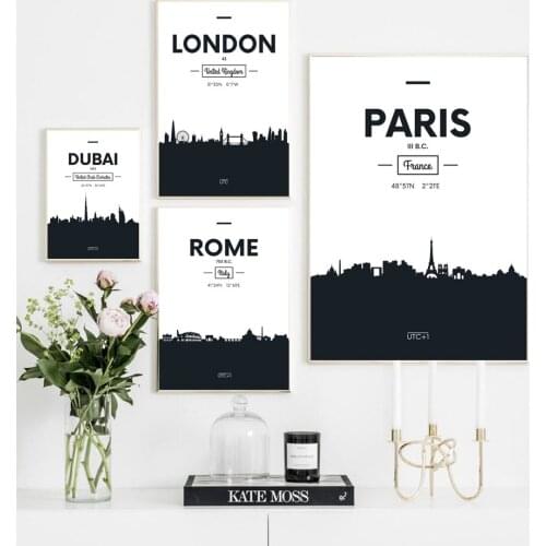 Dubai Rome London Paris City Building Wall Art Canvas Painting Nordic Posters And Prints Wall Pictures For Living Room Decor