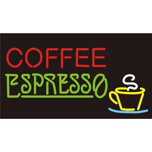Custom NEON Sign Board Espresso Coffee Glass Tube Party Bar Club Pub Display Store Shop Light Signboard Signage Signs 17*14"
