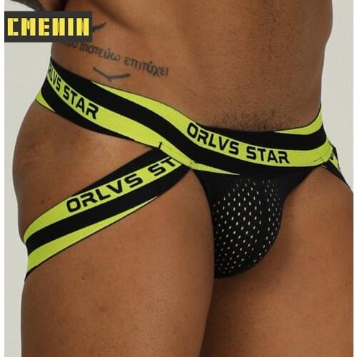 Sexy Men Underwear Male Mesh Underpants Jockstrap Gay Mens G-Strings Cuecas Men Brief Bikini Under Wear Man Srting Man OR206