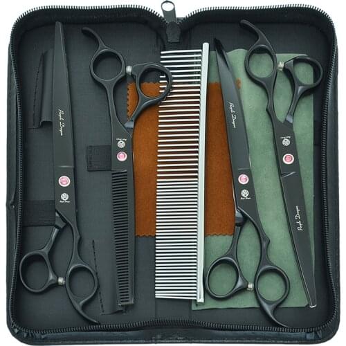 Purple Dragon 8.0" Dogs Grooming Scissors Steel Animals Straight Curved Cutting Shears Thinning Tijeras Pet Groomer Shear B0053B