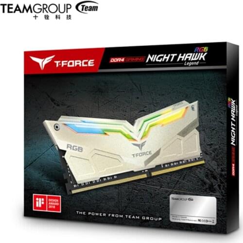 TEAMGROUP DDR4 RAM T- Force Night Hawk RGB 3200MHz 16GB Kit (2x8GB) CL16 SDRAM Desktop Memory Module Ram