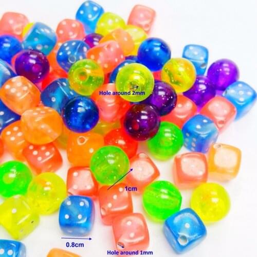 Wholesale 100PCS bulk ball dice cube shape DB051 Charms Loose Beads 8mm Color Pony Beads for girl school science home crafts