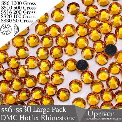 Upriver Wholesale Large Pack Large Packing Topaz DMC HotFix SS6 SS10 SS16 SS20 SS30 Rhinestones Hot Fix Crystals Stones