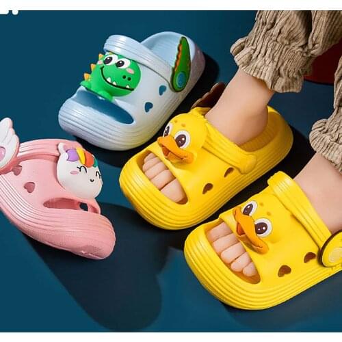 Baotou Slippers kawaii Cartoon Home Kids Shoes Soft-soled Non-slip Toddler Baby Summer Flip Flops Beach Pool Slides Sandals