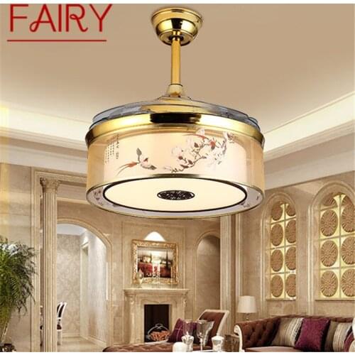 FAIRY Ceiling Fan Lights Lamps Remote Control Without Blade Modern Gold LED For Home Dining Room Restaurant