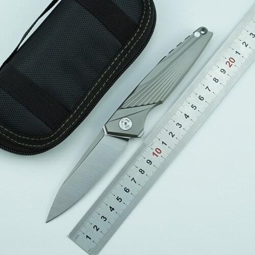 LEMIFSHE M390 blade Flipper folding knife titanium alloy handle outdoor camping fruit knife EDC tool