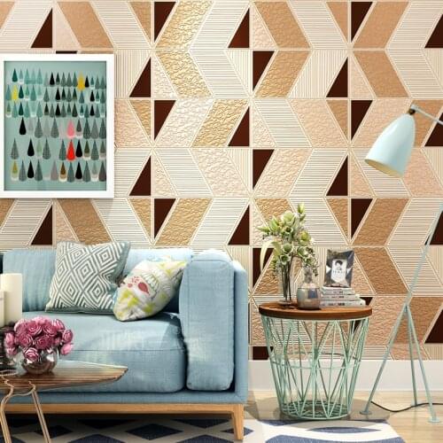 Modern Geometry Pattern Wall Paper Living Room Bedroom Non-woven Suede Velvet 3D Relief TV Background Wall Decoration Wallpaper