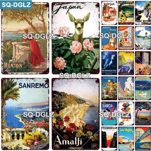 [SQ-DGLZ] American City Metal Sign Vintage Plaque Wall Decor For Pub Bar Country Plate Tin Sign Travel Las Vegas Poster