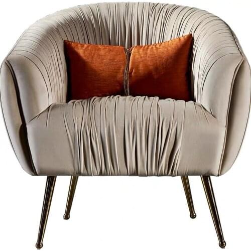 Light luxury modern single sofa chair stainless steel ins net red lounge chair living room fabric designer chair custom