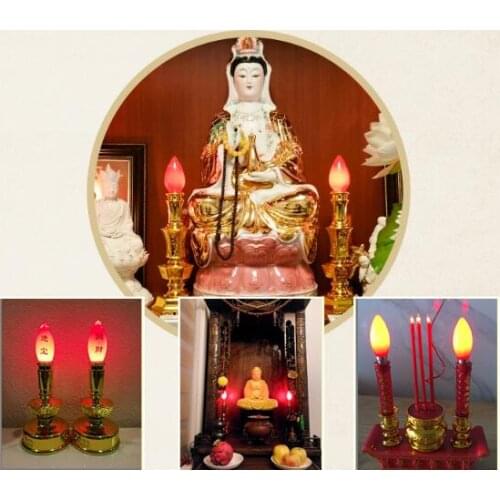 6pcs/lot E12 E14 E27 available Special candle light bulb red Fortuna lamp Fragrant candlestick Temple sacrifice Lotus lamp