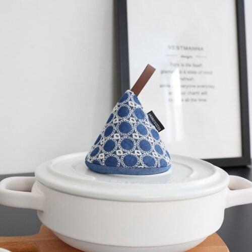 Japanese denim embroidery kitchen anti scald pot handle cap heat insulation gloves lovely cloth pot cover cap pot clip