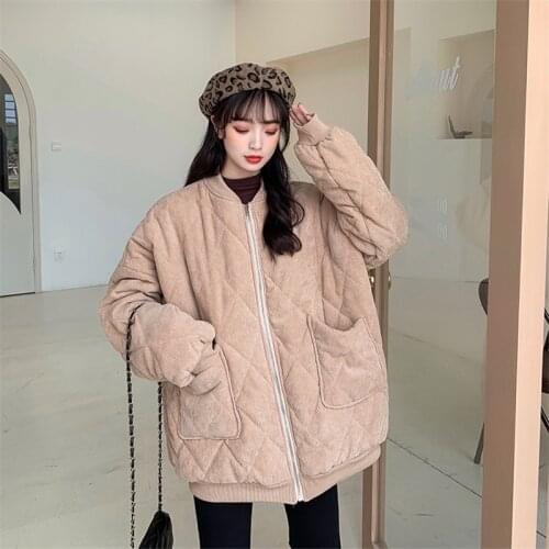 Oversized Women Jacket Corduroy Winter New Thick Parka Coat Ropa Korean Loose Warm Top Female Cotton Clothes Mujer Chaqueta W037