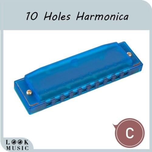 1 Piece 10 Holes Key of C Harmonica Musical Instrument Educational Toy Blue