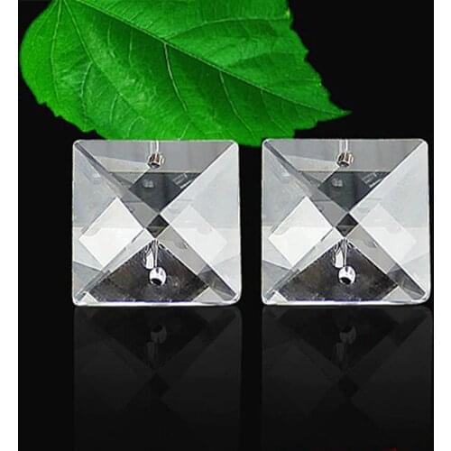 10pcs 22mm Crystal Prism Chandelier Beads Glass Square Beads 2 Holes Lighting Parts Hanging Suncatcher Accoessory Home Decor