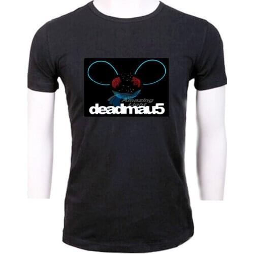 100%cotton carton animal logo glowing panel t shirt light up led Music sound activated flashing el panel t-shirt