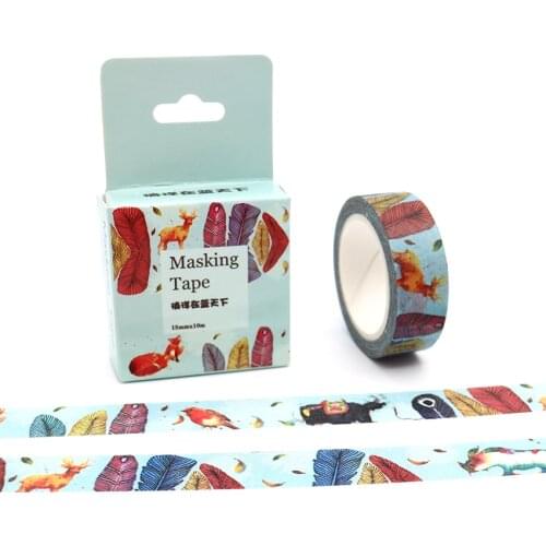 15mm*10m Box Package Plant Animals Under Blue Sky Washi Tape Masking Tape Decorative Scrapbooking Adhesive DIY Sticker Tape