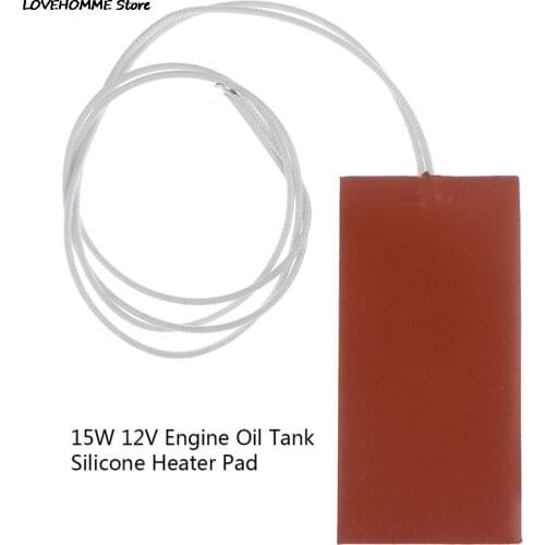 15W 12V DC 50X100mm Flexible Waterproof Silicon Heater Pad Wire Heater Engine Block Oil Pan Hydraulic Tank Heating Plate Mat