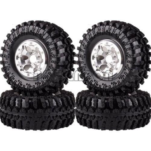 4P 125MM Rubber Tries & 2.2" Alloy Beadlock RC Wheels Rim For 1/10 RC Crawler Car Wraith YETI Traxxas TRX4 KM2 RR10 Axial SCX10