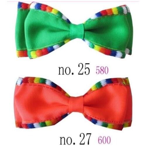 50 BLESSING Girl 3.5" Selvage Bowknot Hair Bow Clip Colorful Lace Accessories