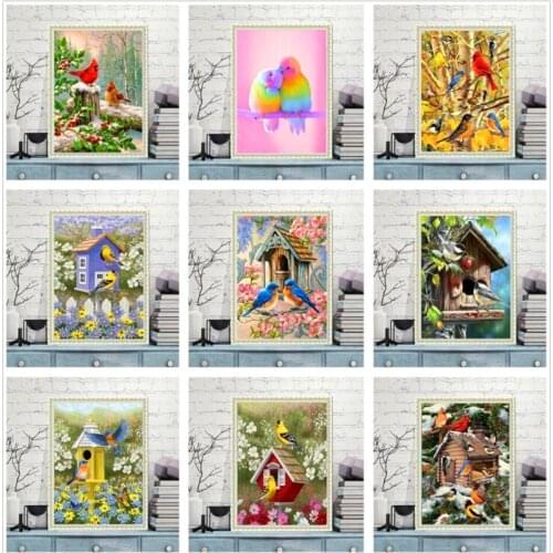 5D DIY Diamond Painting Bird Mosaic Embroidery Landscape Cross Stitch Embroidery Crafts Decoration