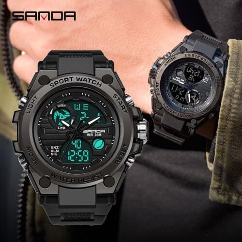 Sanda Men Watch Sport Watch Dual Display Analog Digital Led Electronic Wrist Watches Montre-bracelet Pour Homme Watch