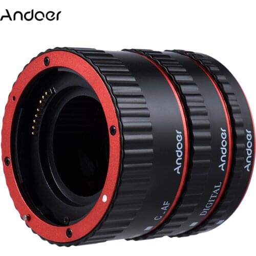 Andoer Colorful Metal TTL Auto Focus AF Macro Extension Tube Ring for Canon EOS EF EF-S 60D 7D 5D II 550D Red