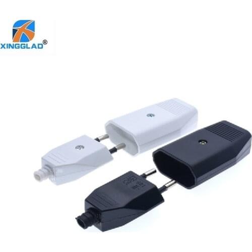 2.5A Korea Germany EU Russian Male Female Electronic Connector AC 2Pole Socket Power Cord Assemble Rewire Plug Adapter 250V